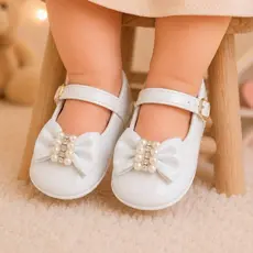 Sapatilha Infantil Bebê Laço Pérolas Várias Cores Delicado Batizado Festa Confortável Fofa Estilosa