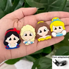 Kit 4 Pins Bottons Enfeite Assessório Sandálias Babuches Mochilas Jaquetas Bolsas Princesas Fofas