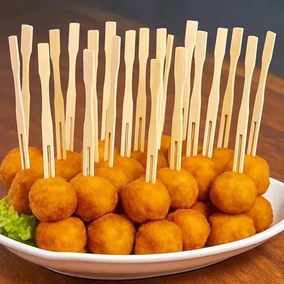 Garfinhos para Petisco Aperitivo Palitos de Bambu 9 cm Ecológicos Estilosos e Resistentes Espeto