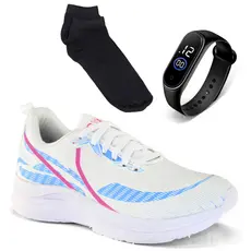 Tênis Feminino Leve Barato + Relógio + Meia Confortável Academia Promoção Casual