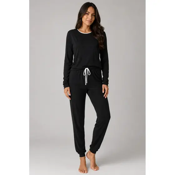 Pijama Feminino Suede Inverno Manga Longa Conjunto Calça Blusa Quentinho Macio Adulto Preto Marrom Azul
