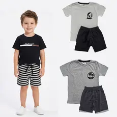 Conjunto Infantil Menino Duas Peças Blusa E Bermuda Masculina Tamanho 04 Ao 12