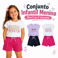 Conjunto Infantil Para O Verão Feminino Blusa E Short De Calor Duas Peças