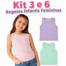 Kit 3 e 6 Regatas Infantis Femininas Algodão Conforto para Meninas Blusas Sem Mangas Fresquinha Dia A Dia