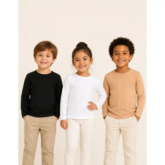 Kit 3 Blusas De Frio Segunda Pele Flanelada Manga Longa Cumprida Para O Inverno Infantil Unissex
