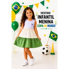 Vestido Infantil Copa Do Mundo Regata Menina Três Marias Verão Fresquinho Leve Em Algodão Tamanho 4 ao 12 Anos Coloridos