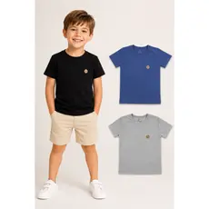 Camiseta Infantil Básica Masculina Algodão Manga Curta Menino Lisa 100% Algodão
