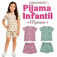 Pijama Infantil Menina Manga Curta Para O Calor Estampado Roupa Para Dormir Verão