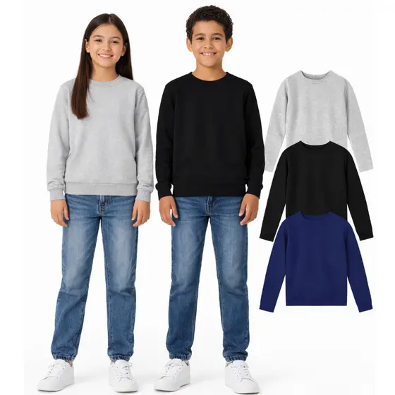 Moletom Infantil Unissex Menino Menina Blusa De Frio Peluciada Escolar Gola Redonda Tamanho 04 Ao 16