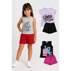 Conjunto Infantil Menina Verão Feminino 2 Peças Sortida Blusa E Short Moda Blogueira