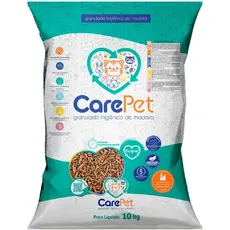 Granulado Higiênico de Madeira CarePet Premium Original para Gatos 10kg
