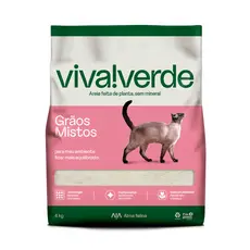 Areia Higiênica Biodegradável Viva Verde para Gatos -  Grãos Mistos - 4kg