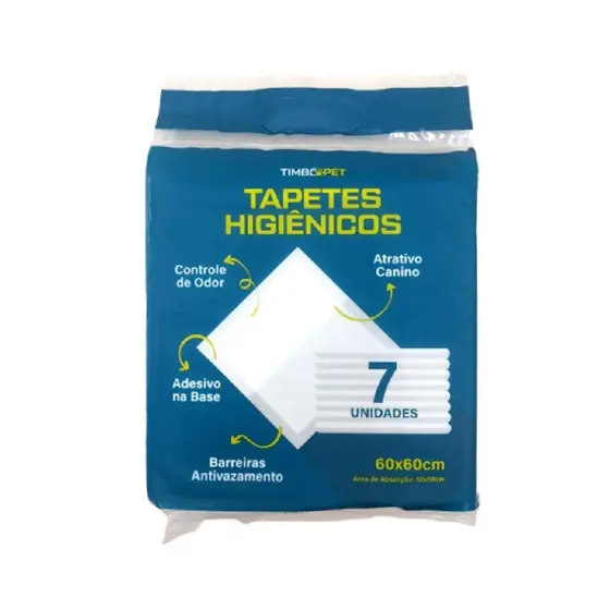 Tapete Higiênico TimbóPet Super Slim para Cães 60x60cm - Contém 07 unidades