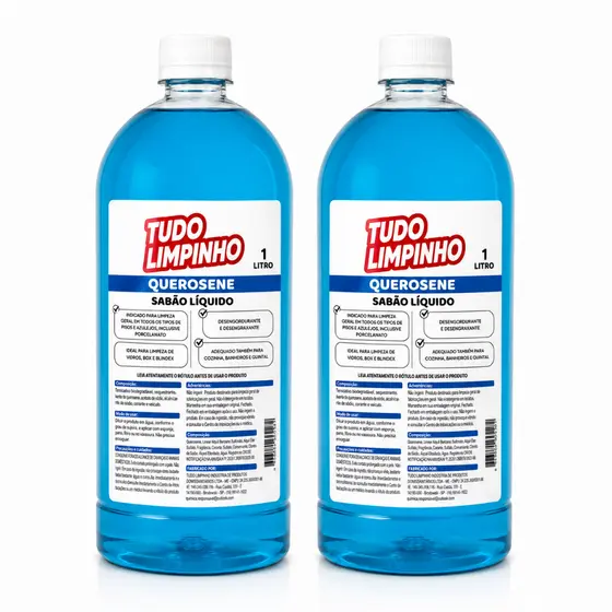 KIT COM 2 SABÃO DE QUEROSENE LIMPA PISOS 1L CADA TUDO LIMPINHO