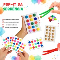 POP IT da Sequência Jogo Coordenação Motora Pinça Pompons Concentração Jogo Educativo Pedagogicos