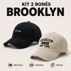 Kit 2 Bonés Brooklyn Basebol Aba Curva Unissex Dia a Dia Rugulagem Fitão