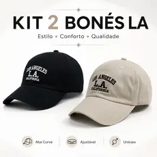 Kit 2 Bonés Los Angeles Aba Curva Unissex Praia Rugulagem Fitão