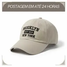 Boné Brooklyn Retro Basebol Aba Curva Masculino e Feminino Regulagem Fitão