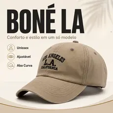 Boné Los Angeles Retro Basebol Aba Curva Masculino e Feminino Regulagem Fitão
