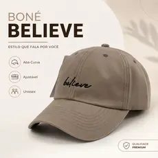 Boné Believe Retro Basebol Aba Curva Masculino Feminino Regulagem Fitão