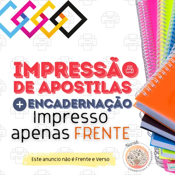 Impressão de apostilas e arquivos com encadernação A4 FRENTE