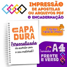 Encadernação Capa Dura A4 Impressão de Apostilas e Arquivos Personalizado