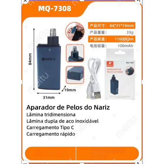 Aparador Removedor de Pelos De Nariz Portátil Elétricos 7000RPM