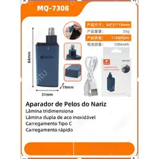 Aparador Removedor de Pelos De Nariz Portátil Elétricos 7000RPM