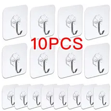 10Pcs Gancho Adesivo De Parede Reutilizável Anti-Derrapante Sem Traço Para Cozinha De Banheiro