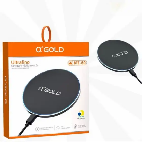 Gold Carregador Por Indução Rapido Ultrafino 15W BTE-50