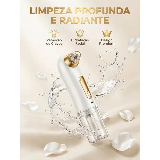 Novo removedor elétrico de cravos com visualização de microbolhas para limpeza de poros e tratamento da acne.