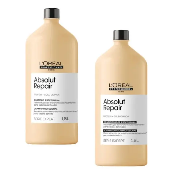 Shampoo e Condicionador Absolut Gold Quinoa L'oreal 1,5L Envio Imediato