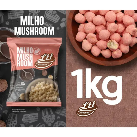 Milho Pipoca Mushroom Para Receitas Gourmet 1kg Festa Junina Aniversario Festas