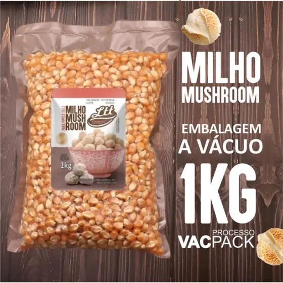 MILHO A VACUO Mushroom Para Pipoca Gourmet 1kg Oficial Promoção