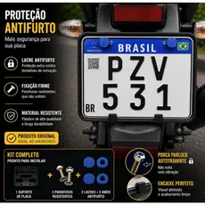 Suporte Protetor Placa de Moto Modelo Novo Acompanha Parafusos E Lacres Antifurto Material Plástico