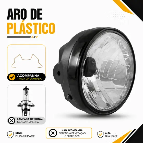 Farol Completo Cg Titan 150 2004 A 2008 Fan 150 Ano 2004 A 2013 Aro de Plástico
