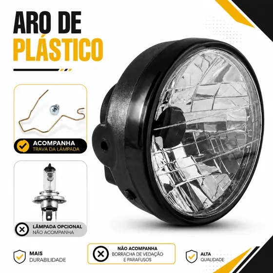 Farol Completo Titan KS-ES / Fan 125 Ano 2000 a 2013 Aro Plástico