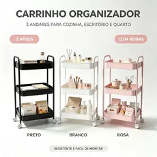 Carrinho Organizador Multiuso Gala Prateleiras Rodinha