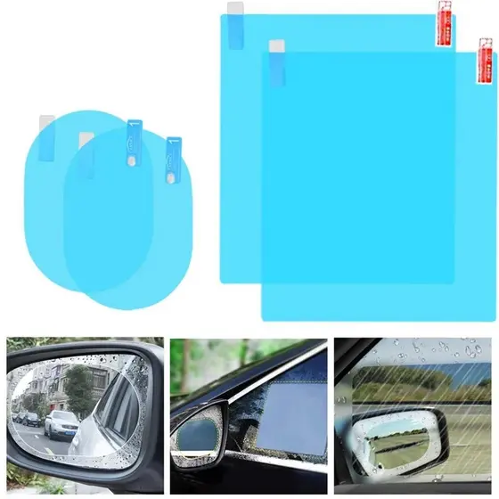 Kit 2 /4 Película Anti Chuva e Anti Embaçante para Retrovisor e Vidro Lateral do Carro Universal