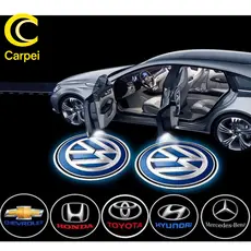 2 Pcs Lâmpada LED Sem Fio Para Carro/Projetor De Luz Laser com Marca de Carro Universal Decorativo
