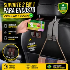Gancho Universal Para Encosto De Cabeça De Assento De Carro-Duplo Couro Premium , Cabide De Liga Grande Com Suporte