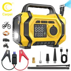 5 em 1 Auxiliador de Partida Compressor Ar PowerBank Led 8000 mAh 3500 Pa 6 Funções Carro Carpei
