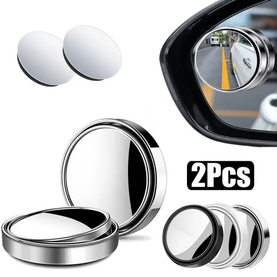 1 Par Espelho Retrovisor Carro Moto  Fixo Móvel Auxiliar Externo Pontos Cegos 5cm Universal Carpei