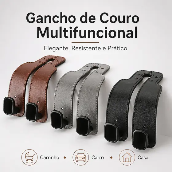 Gancho Universal Para Encosto De Cabeça De Assento De Carro-Duplo Couro Premium Cabide De Liga Grande Com Suporte Carpei