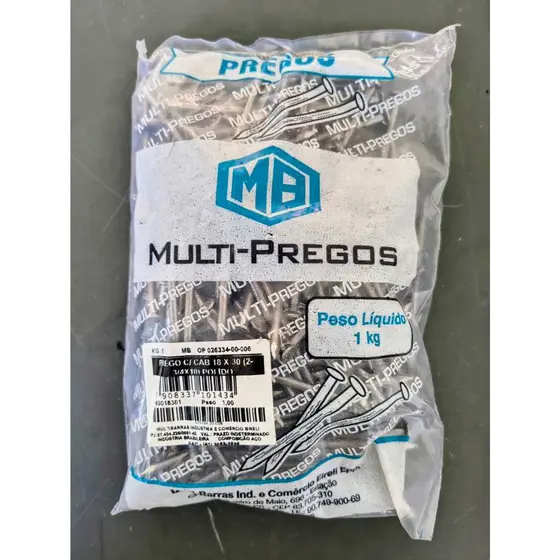 Prego 18x30 c/ cabeça Multi-Pregos 1kg
