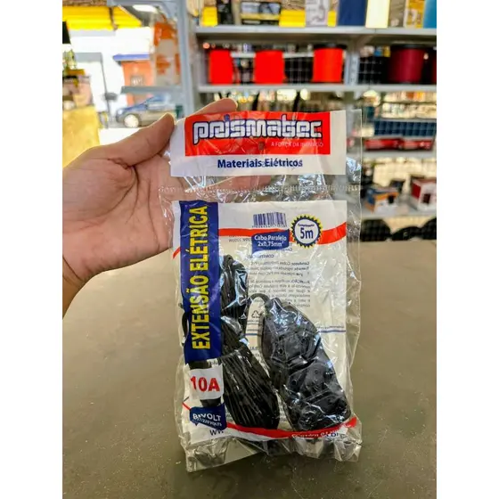 Extensão Elétrica 5 Metros 10A Bivolt Prismatec Cabo Paralelo 2x0,75mm²