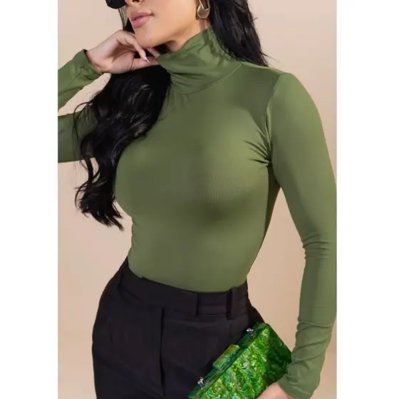 Blusa basica feminina cacharrel/gola alta inverno