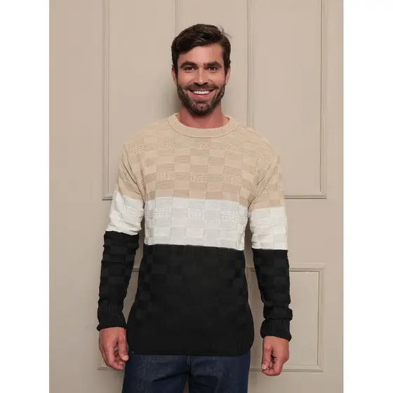 Suéter masculino Premium padrão Passe o inverno com mais estilo e elegância.