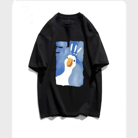 Camiseta  Pato gola redondo Unissex Poliéster Masculina Algodão 30.1 Estampada lmprimir peruano Básica Origina