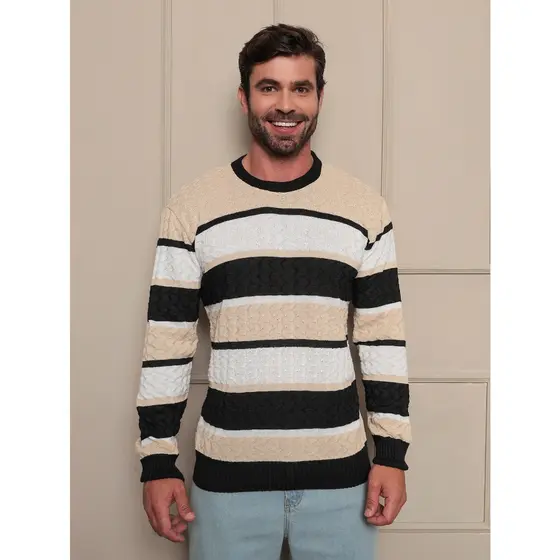 Suéter masculino Premium padrão Passe o inverno com mais estilo e elegância.